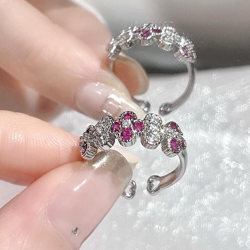 Roter Tropföl Natal Jahr Offener Ring Kalter Wind Hohes Gefühl Persönlichkeit Mode Stapelbarer Ring Frau