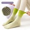 Pilates Socks with Grips for Women Cute Socks Non Slip Cotton Ruffle Cuff Gradient Color Socks for Yoga Barre Ballet