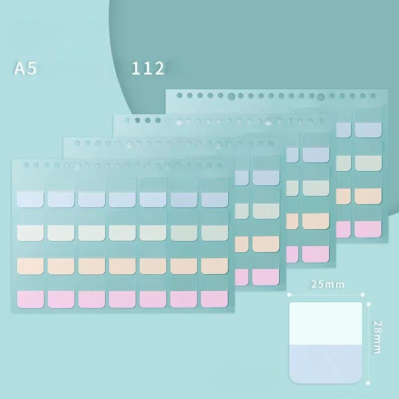 4Pcs A5/B5 Binder Color PET Translucent Index Sticker Student Notebook Sort Label Index Tabs Book Marker Writable Sticky Notes