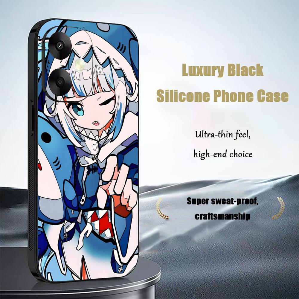 Gawr gura Virtuelle Sängerin Handyhülle Für Xiaomi Redmi 14C 13C 12C Note14 13 12 11 10 Pro Plus S Weiche Schwarze Handyhülle