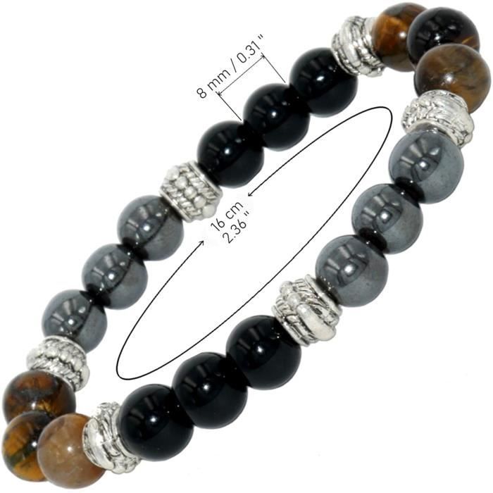 Bracelet - Natural - Triple Protection - Tiger's Eye - Obsidian - Hematite - Unisex