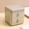 Desk Storage Box with 2 Drawers and   Lid Plastic Cute     Desktop Jewelry Stationary   for Home Dorm