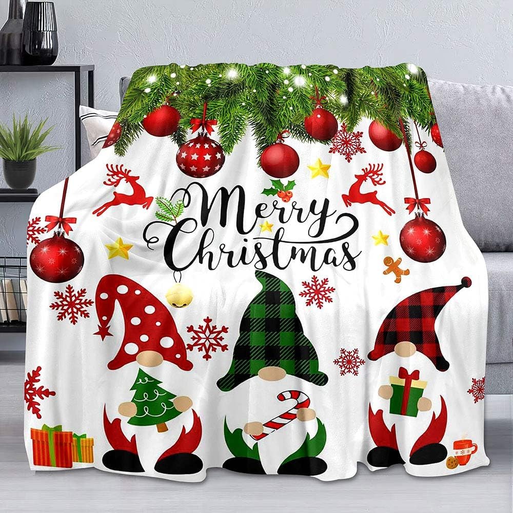 African American Black Santa Claus Throw Blanket, Christmas Snowflake Xmas Gifts Winter Holiday, Soft Plush Flannel Fleece for
