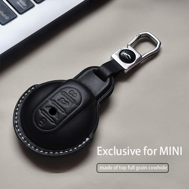 Genuine Leather Car Key Case Cover Fob For Bmw Mini Cooper S One Jcw F54 F55 F56 F57 F60 Clubman Countryman Keychain Durable Fob