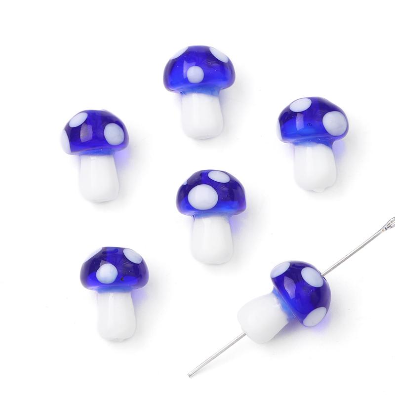 

5-25 шт. глазурованных стеклянных бусин в форме гриба для самостоятельного изготовления ювелирных изделий, ожерелий, браслетов, серег, аксессуаров для рукоделия 10x12mm 5pcs королевский синий