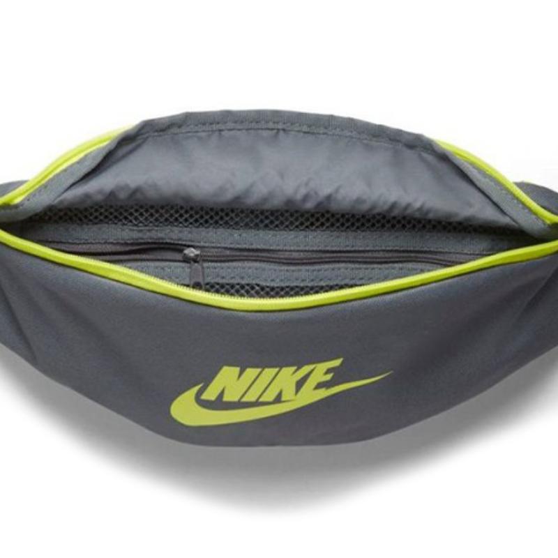 Nike Heritage Polyester Sling Bag Fanny Pack Regular Unisex Gray Yellow Green Casual BA5750-068
