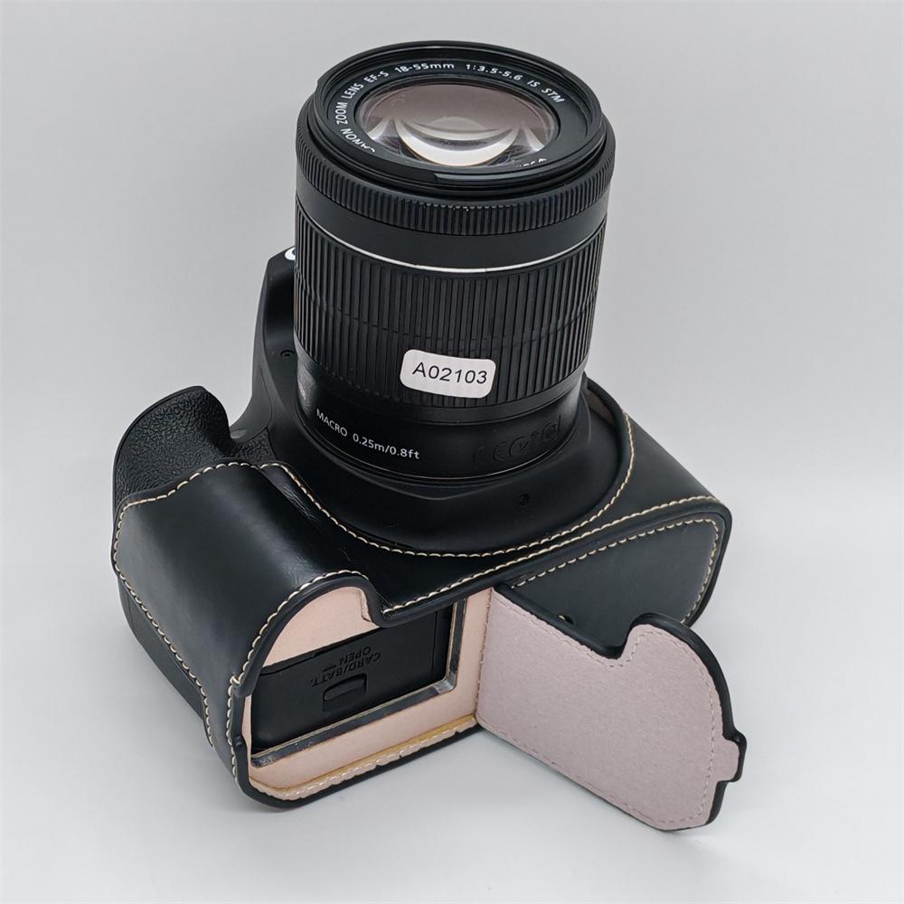 

Напівчохол з ПУ шкіри для камери Canon EOS 1300D 1500D 1200D 1100D 1000D 500D 550D з кришкою, що відкривається знизу чорний