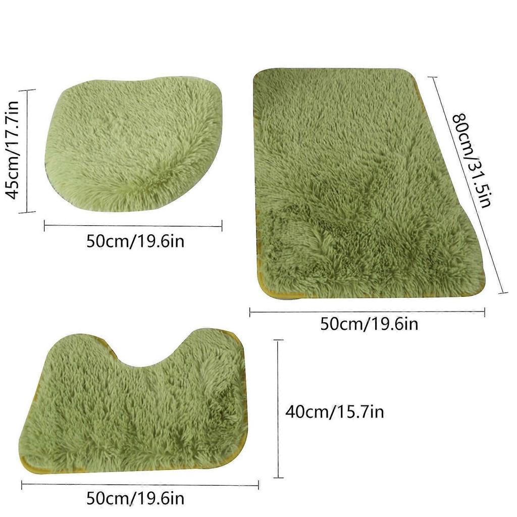 3-Piece Bathroom Carpet Set: Super Soft Non-Slip Bathtub & Absorbent Bath Mats (50x80cm), Machine Washable