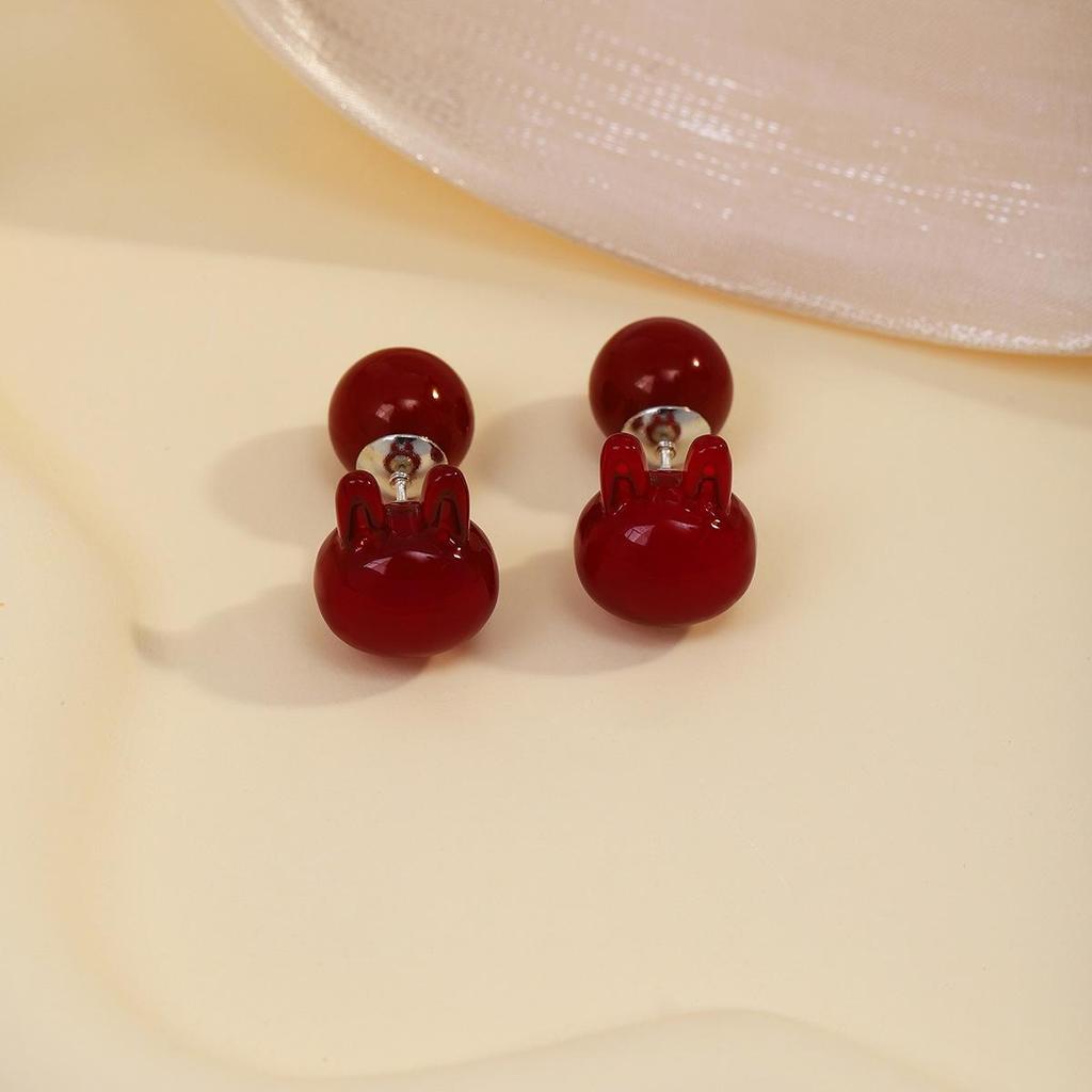 Ankerla Red Bow Heart Earrings: Enhance Skin, Slim Face, Exude Luxury - Perfect for New Year Elegance