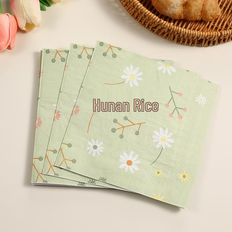 Colorful Daisy Print Floral Napkin Paper - Small Herb Party Tissues