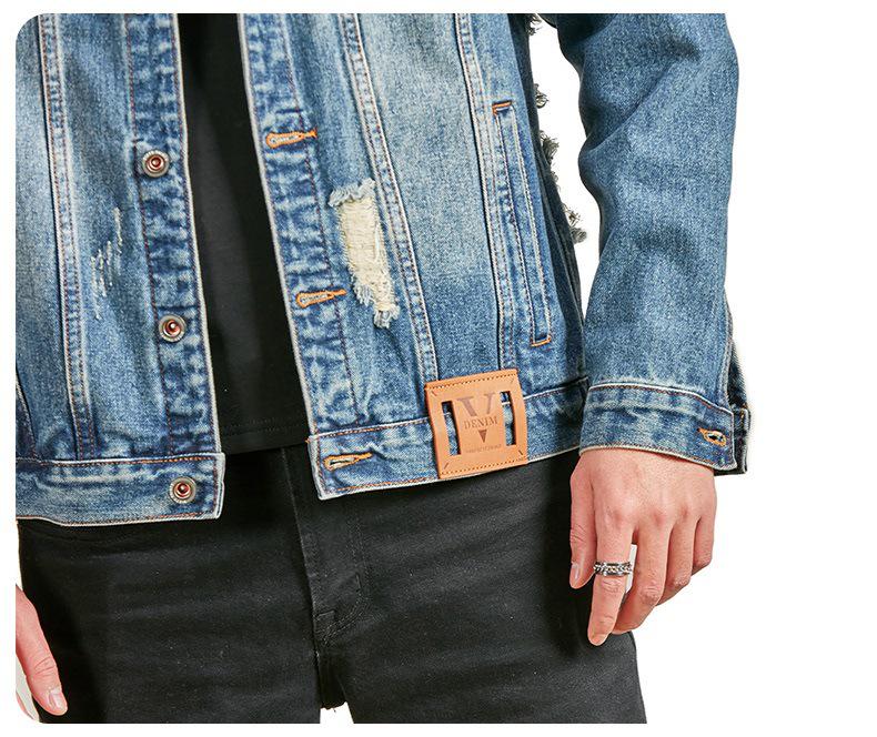 Xintang Men's Ripped Denim Jacket - 2025 Spring/Autumn High Street Workwear Trend