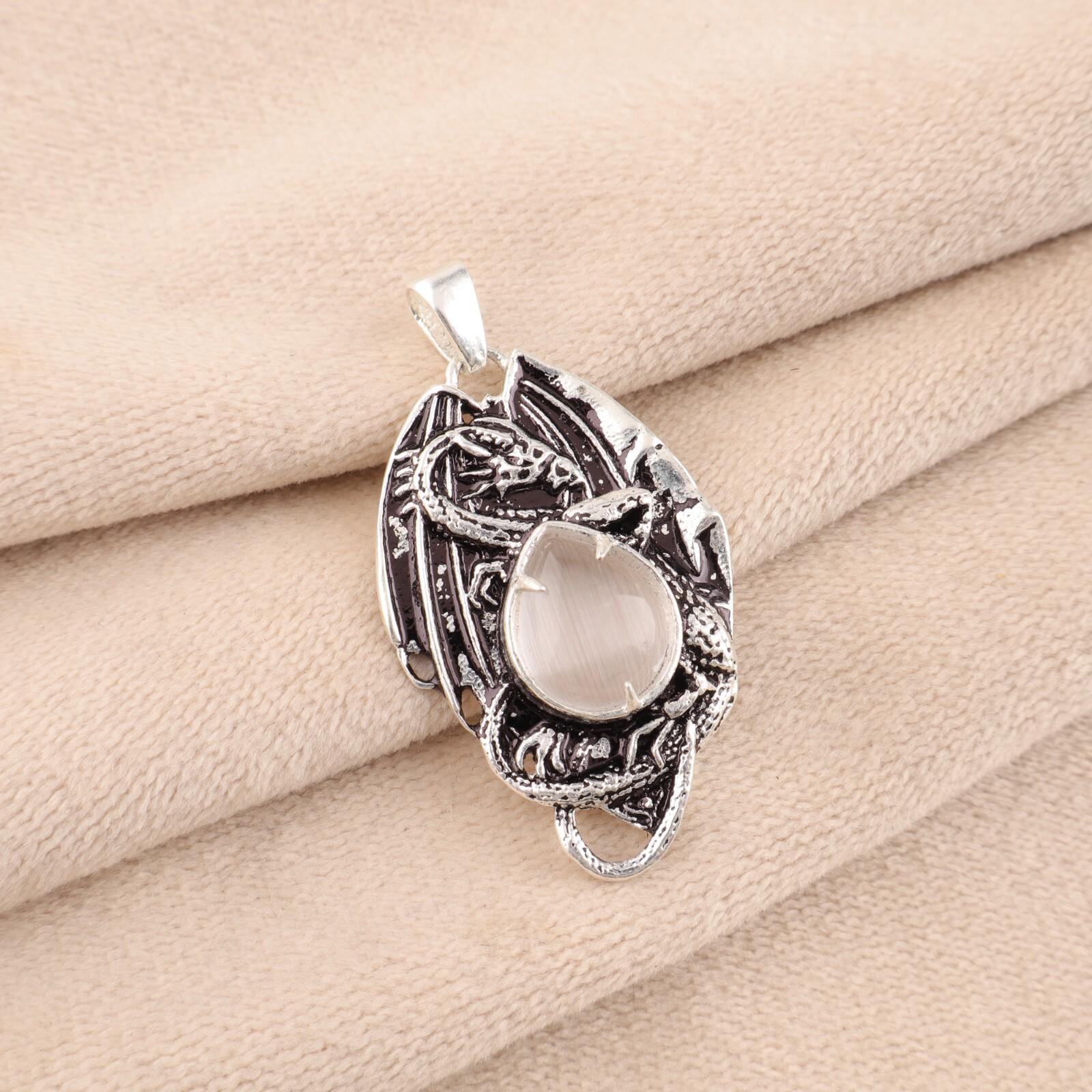 

Селенит Драгоценный камень Серебро 925 пробы Ювелирные изделия Кулон ручной работы Для девушки CP-9-43