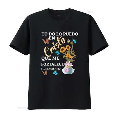 Camiseta Cristiana En Espanol Versiculo Spanish Christians T Shirt Vintage Washed Designer Clothes Fashion Graphic Homme Unisex