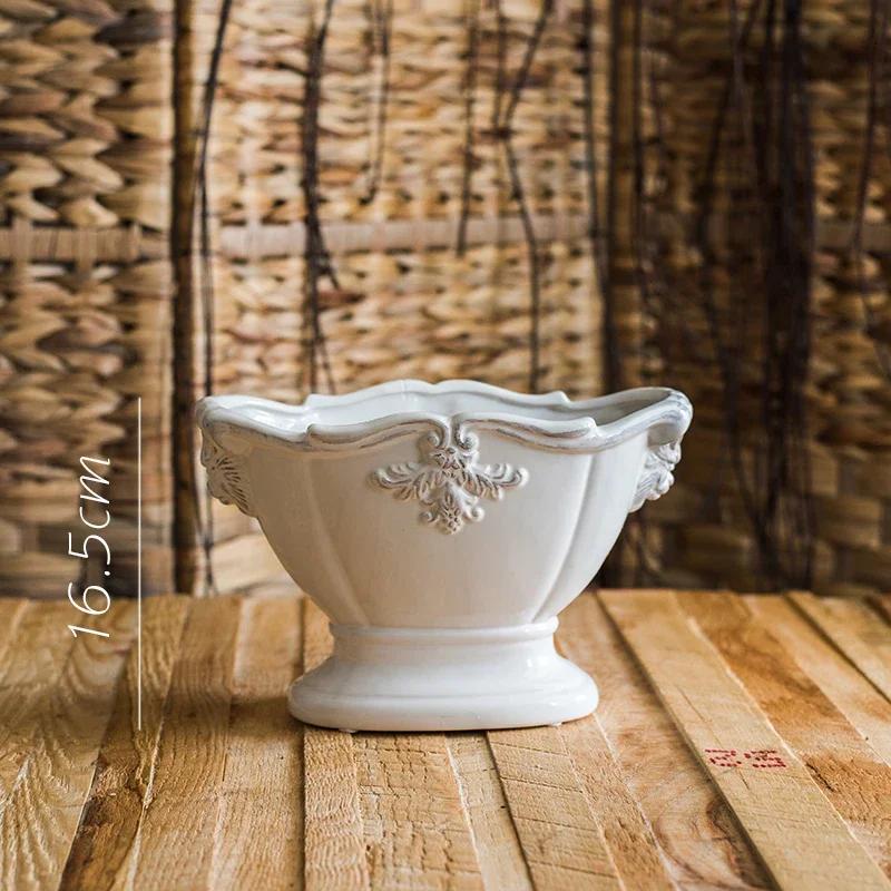 French Ceramic Vase Palace Flower Relief