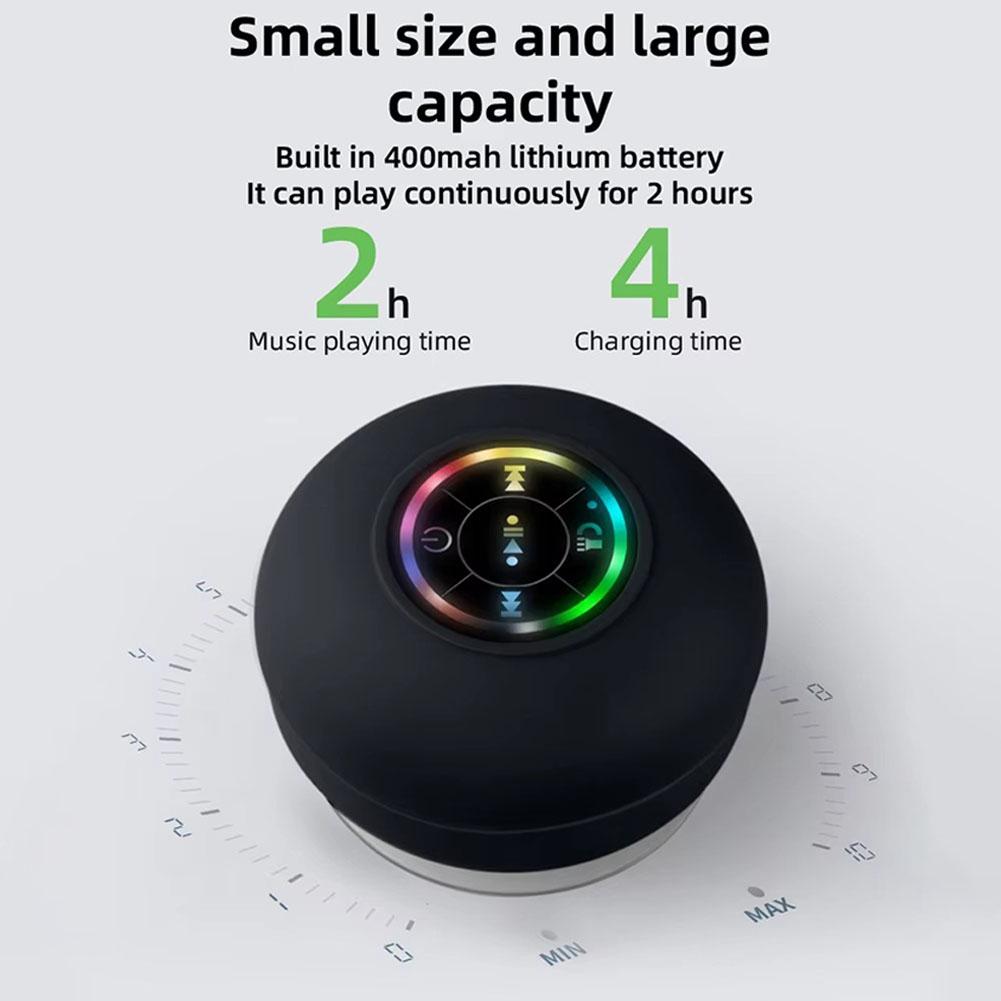 Bathroom Waterproof Bluetooth Speaker with RGB LED Light Mini Outdoor Travel Portable Wireless Shower Suction Cup Speakers