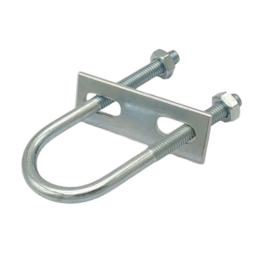 1Pcs Durable Galvanized Q235 Carbon Steel M8 Round Tube Clamp With Baffle Screws Pipe U-clamp Right Angle U-bolt for Round Tube