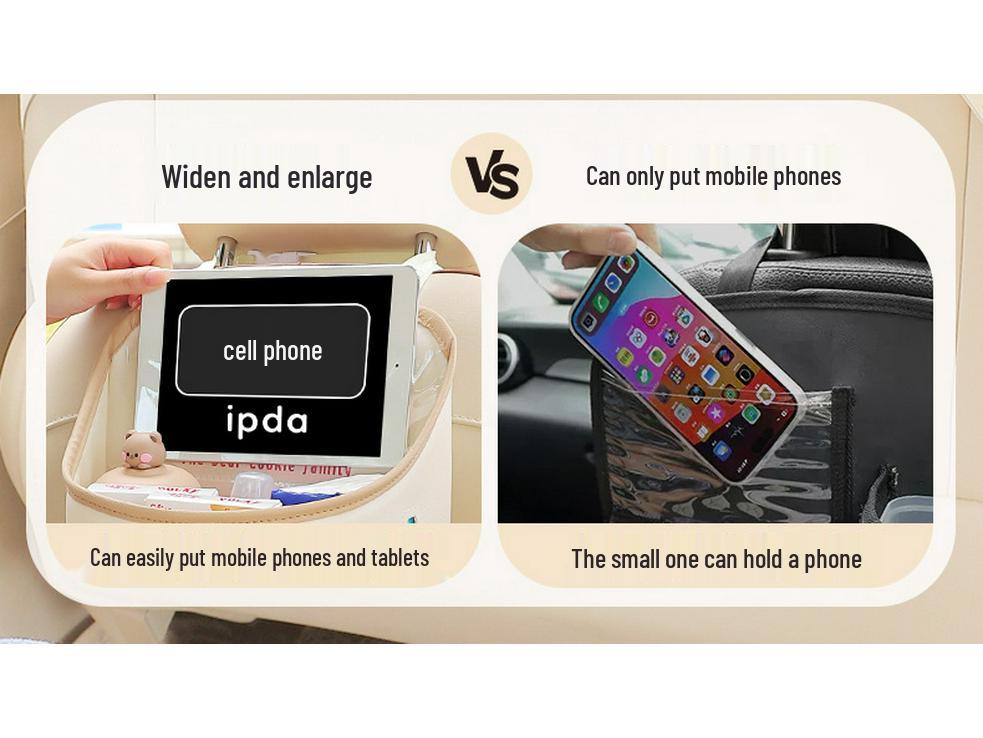 Multifunctional Car Seat Back Organizer with iPad Holder and Trash Can