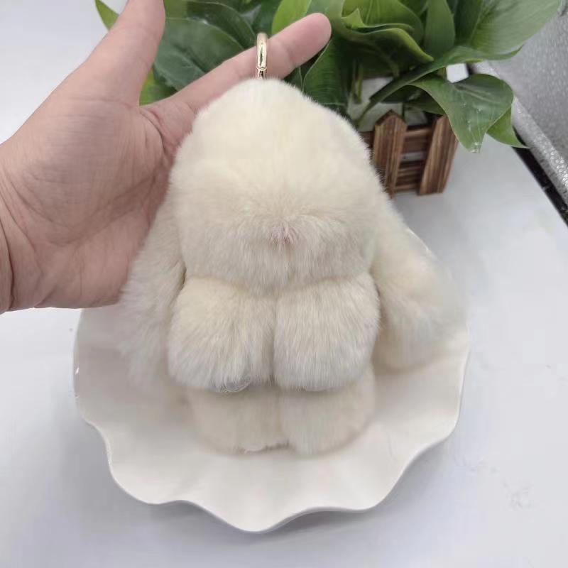 Rex Rabbit Fur Plush Keychain: Cute Rabbit Pendant Toy for Bag or Car