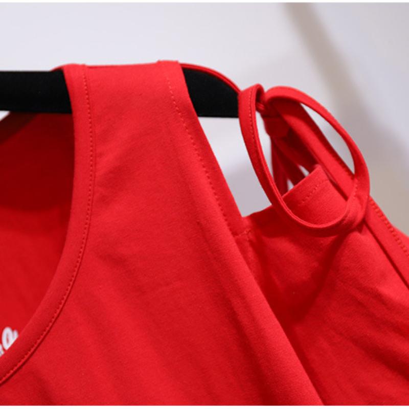 Summer Plus Size Women's T-shirt Strapless Round Neck Loose Versatile Printed Short-sleeved Tops