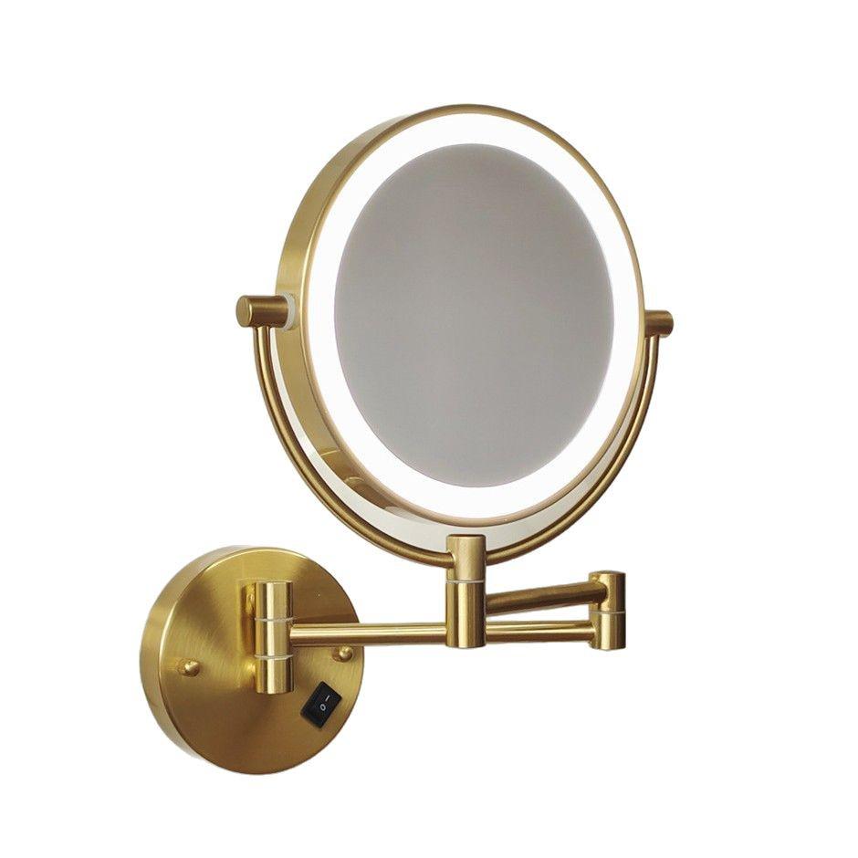 Wall-Mounted LED Double-Sided Bathroom Makeup Mirror with Light and Magnifying Function