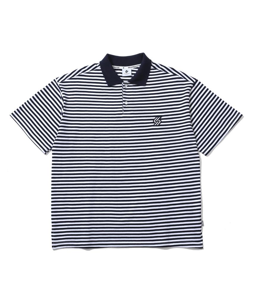 Sseochi410 Double Logo Stripe Polo Shirt Navy