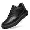 Men'S Autumn Winter Genuine Top Layer Cowhide High-Top Skate Shoes, Light Luxury Thick Sole German Trainers, Versatile White Casual Sports Sneakers