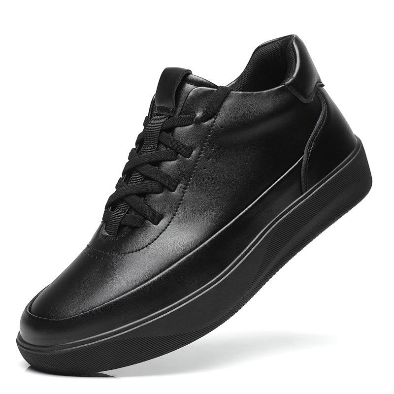 Men'S Autumn Winter Genuine Top Layer Cowhide High-Top Skate Shoes, Light Luxury Thick Sole German Trainers, Versatile White Casual Sports Sneakers