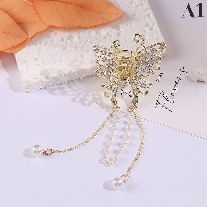 Exquisite Butterfly Tassel Hair Claw Korean Style Pearl Hair Clip