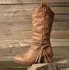 Herbst Winter Übergröße Damen PU Nieten Gürtelschnalle Martin Stiefel Bequem Warm Scharf Spitz Quaste Mid-Calf Stiefel Schuhe 36-42