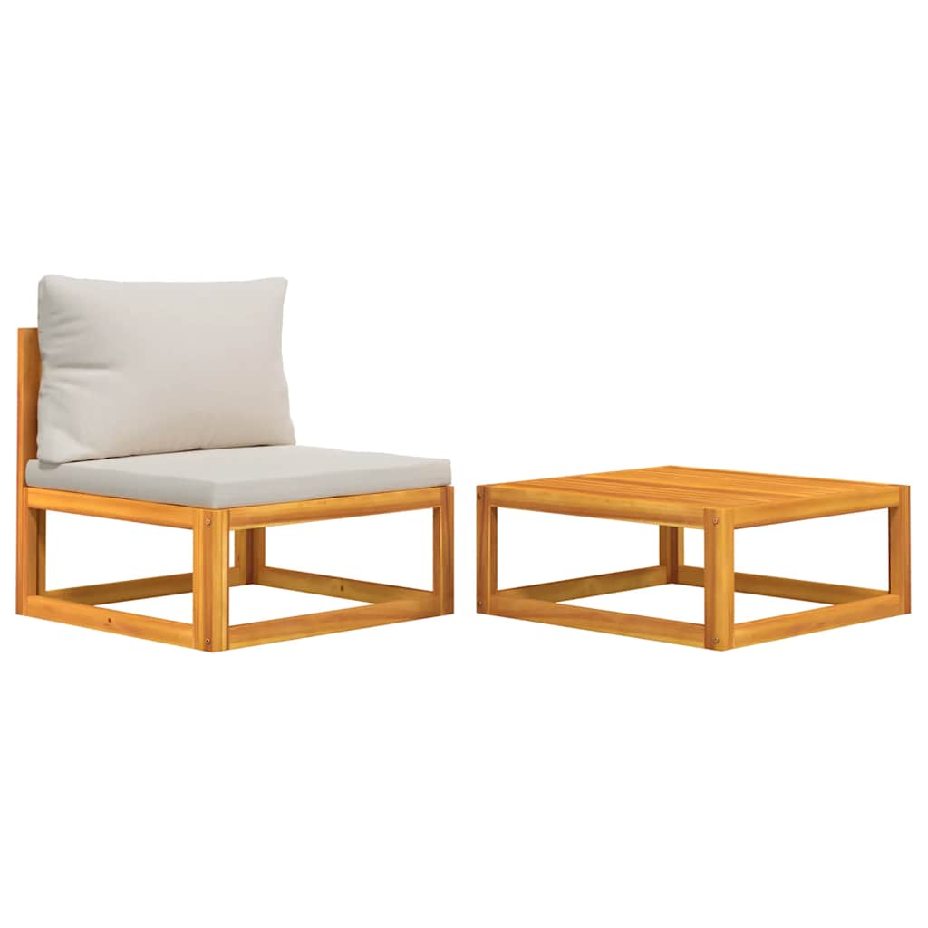 2 Piece Garden Sofa Set with Cushions Solid Acacia Wood
