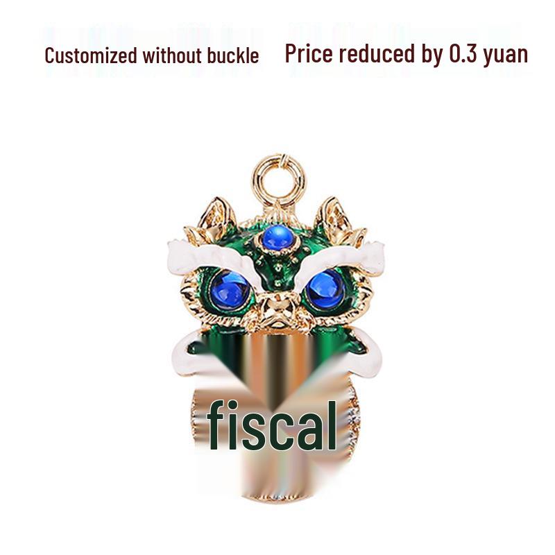 Chinese Fortune Lion Head Keychain with Rhinestones - Lion Dance Foshan Cultural Gift