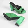 Fashion Chunky High Heel Slippers Women Sexy Open Toe Slide Sandals 2025 Summer Elegant Green Satin Non Slip Platform High Heels