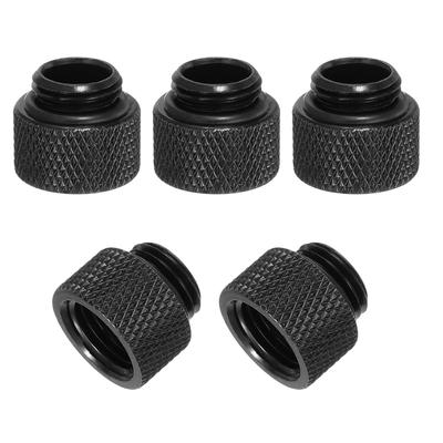 Uxcell G14 Female To 10mm Male Extension Fitting for PC Water Cooling Systems, Black, 5pcs