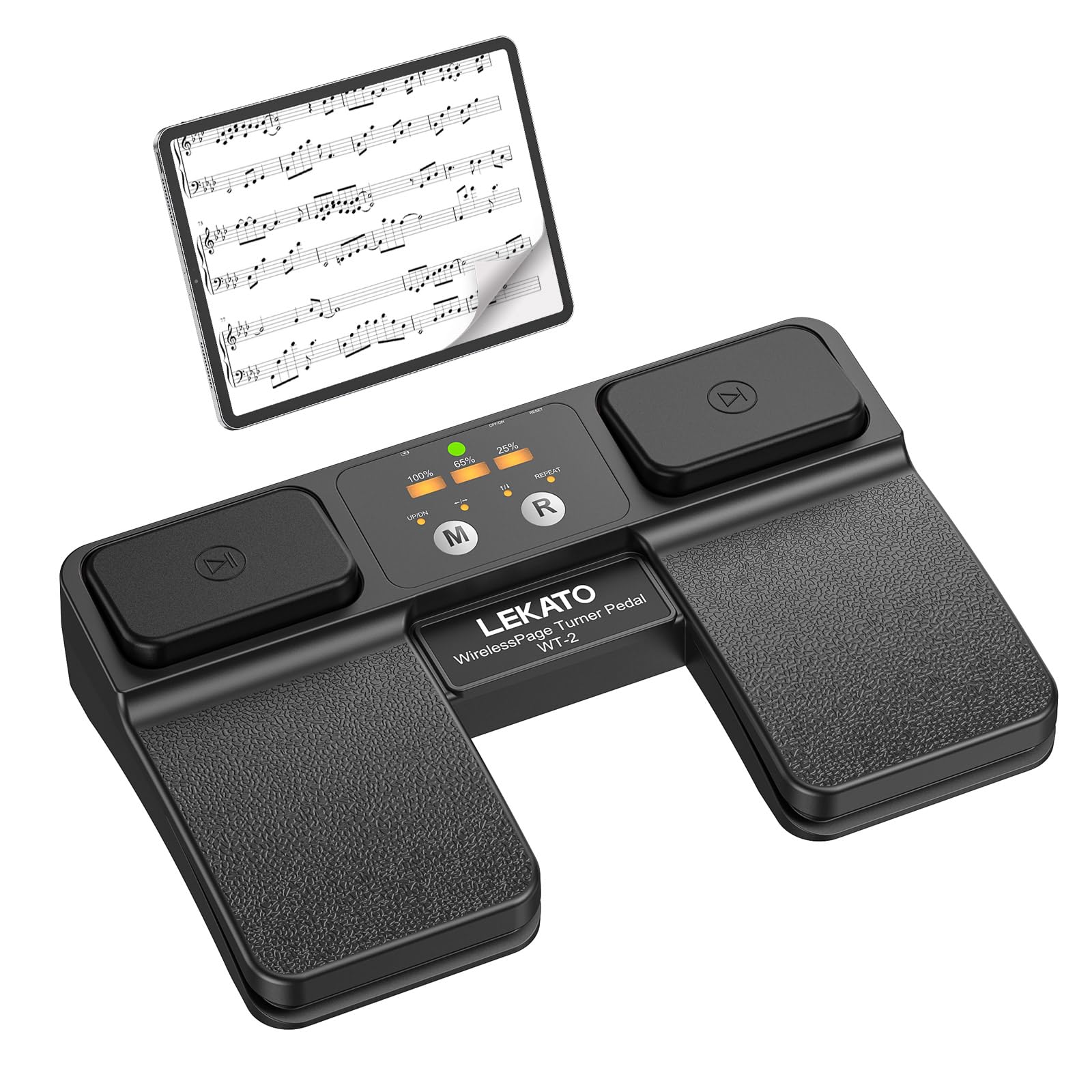 

LEKATO Беспроводной Bluetooth переключатель страниц с фоновой музыкой, перелистывание страниц, перезаряжаемый, ножной, совместим с и Windows управлением, педаль, длительное использование,