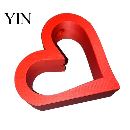 Small Red Floral Holder for Wedding 3D Printed Hollow Heart Vase, Love Shaped Flower Vase Single Rose Minimalist Tabletop Decor, Romantic Gift