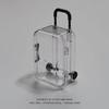 Mini und ultrakleine Koffer-Aufbewahrungsbox mit ausziehbaren Rädern, beweglich, transparent, Schmuck, niedliche Ornamente