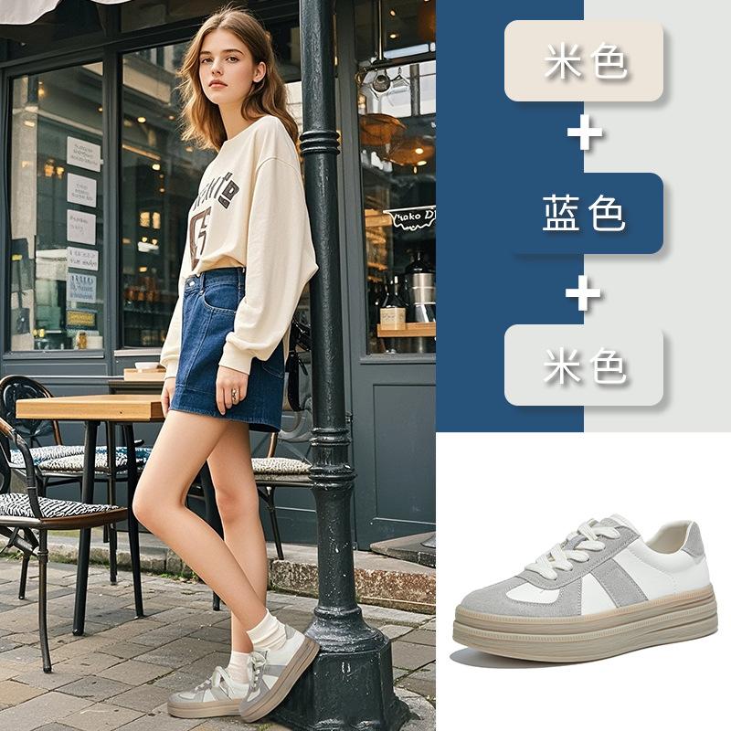 Retro leather German training shoes women's 2025 autumn new models are not tired of feet, platform white shoes, casual and versatile fashion women's s