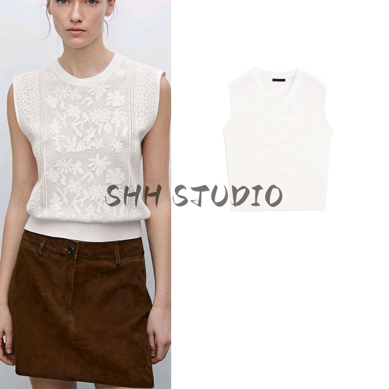 MD Spring/Summer New Women's Clothing French Style Cool Feeling Elegant Heavy Industry Exquisite Feeling Lace Sleeveless T-shirt 5717677