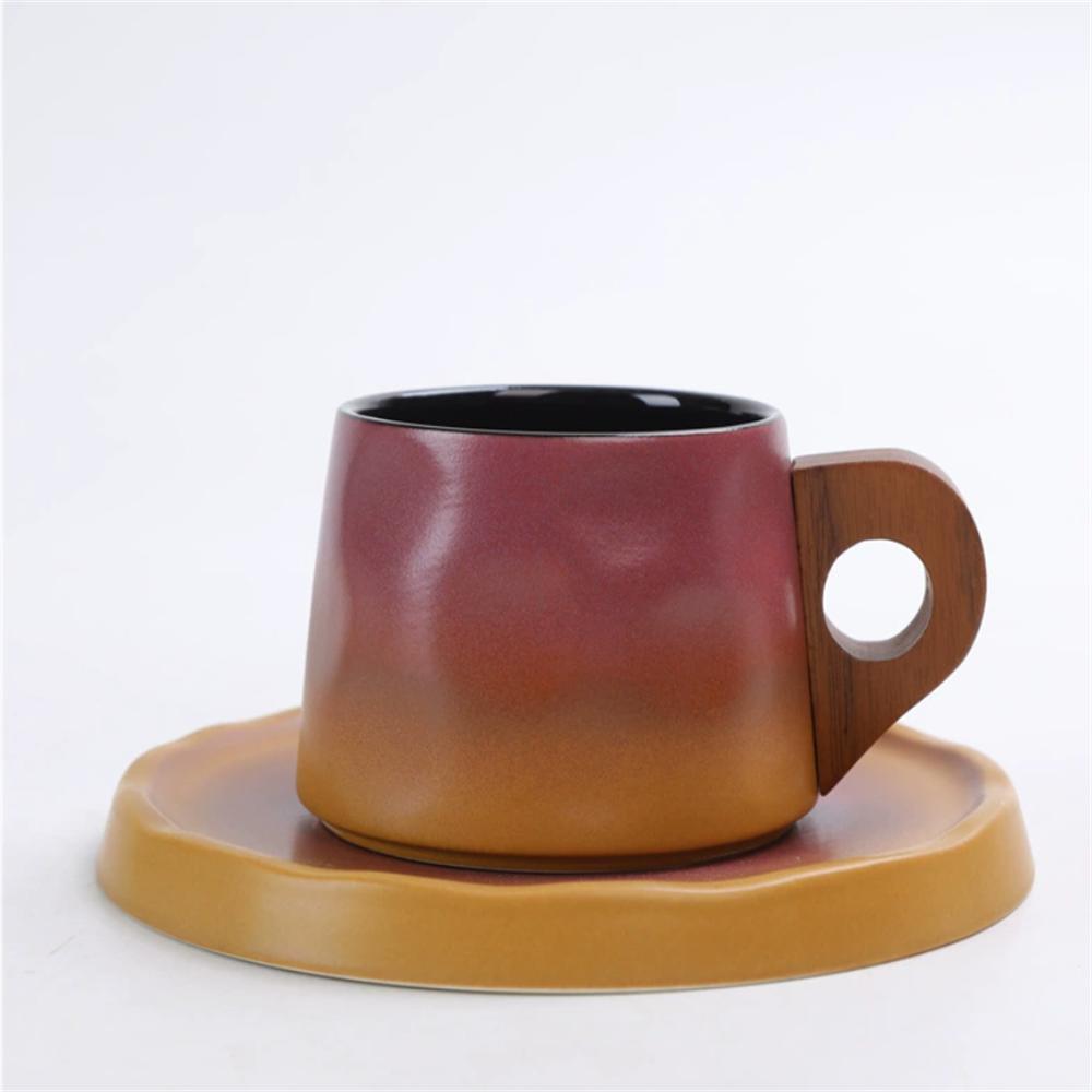 1X Japanese Style Creative Retro Ceramic Coffee Cup Mugs Saucer Set Tea Coarse Coffee Milk Cups Mug