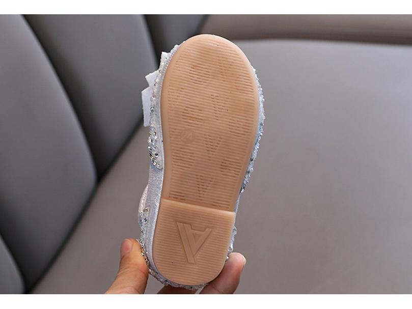 2025 Spring/Summer Girls' Korean Style Rhinestone Bow Square Toe Leather Dance Shoes