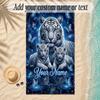 Leopard Theme Soft Beach Towel Personalized Custom Name Text Towel Portable for Beach Pool Travel