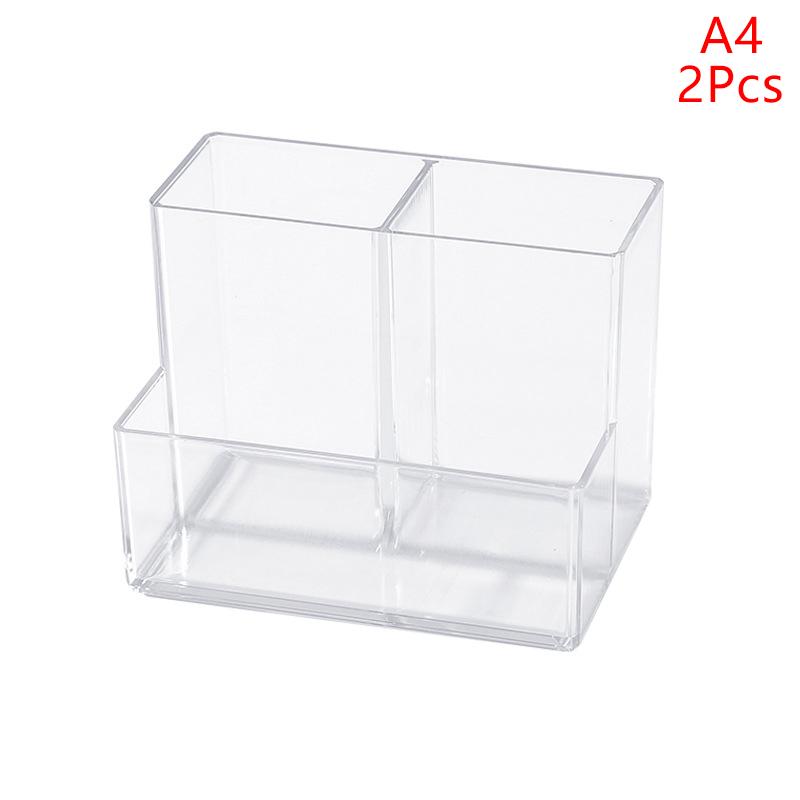 1/2/3Pcs Transparent 3 Grids Pen Holder Box Make Up Brush Bucket Cosmetic Organizer Student Desk Pen Container Storage Box