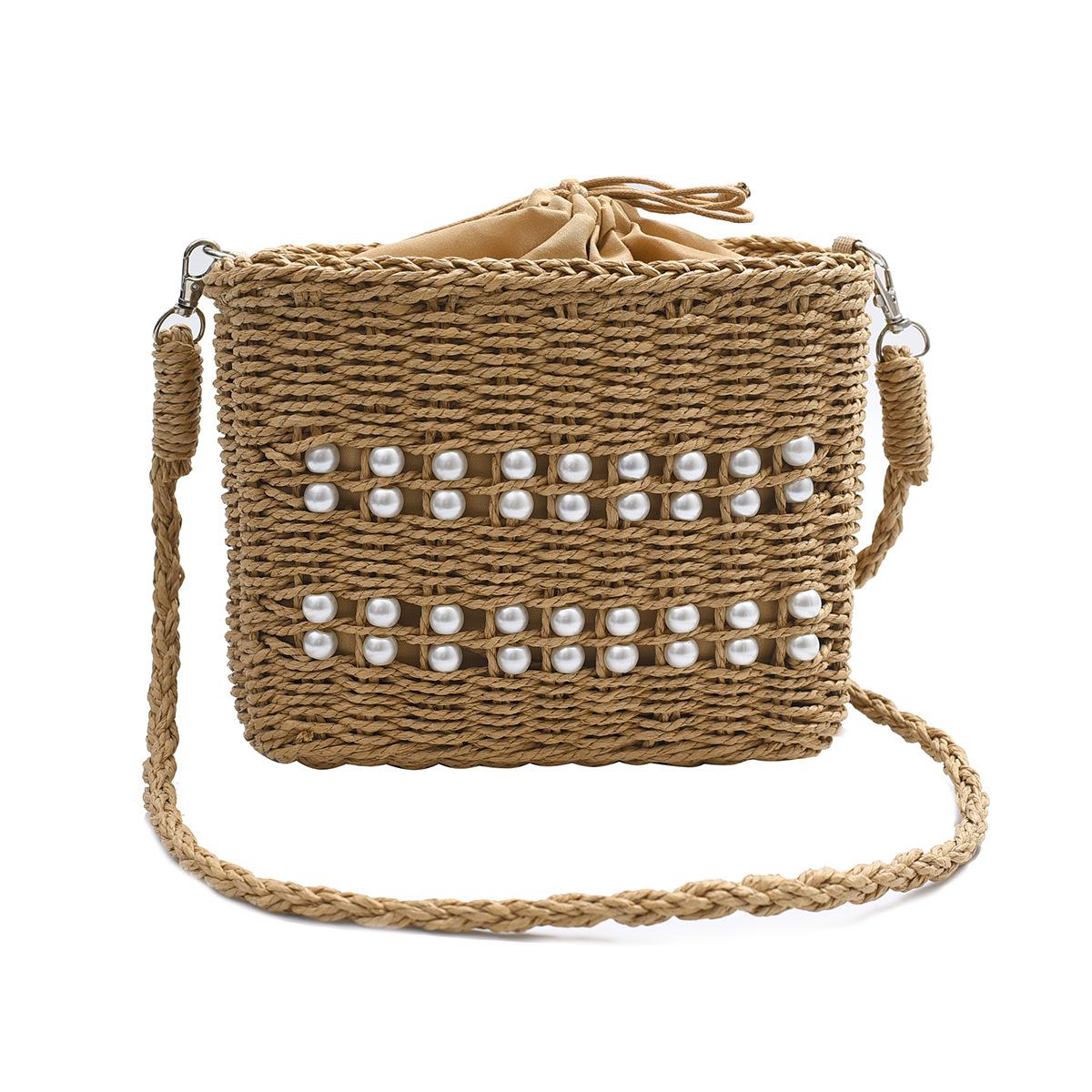 

Fashion Niche Pearl Straw Underarm Bags Women Versatile Temperament Commute Crossbody Bags Vacation Style Beach Bags