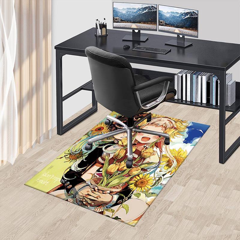 

1pc Anime Character Sunflower Chair Mat - Office Desk Rug with Cute Cartoon Design, Non-Slip Carpet for Home Decor, Suitable for All Seasons, Perfect 60cm by 90cm