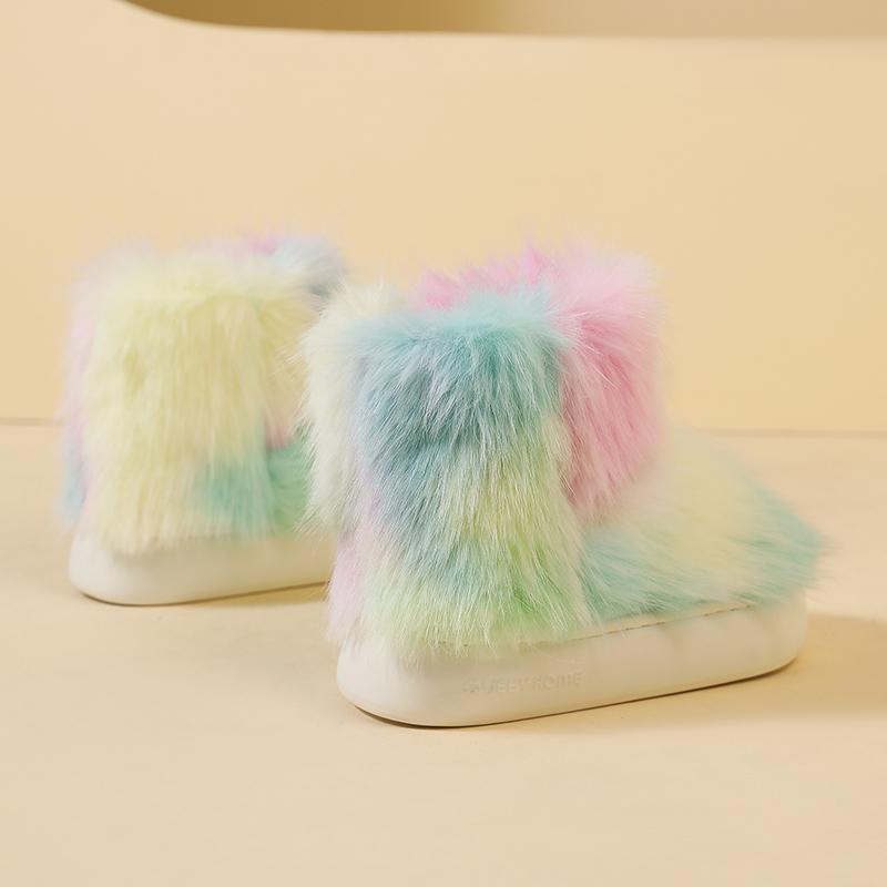 Warm Winter Cotton Shoes Women Warm Fur Home Slippers EVA Non-Slip Plush Slippers Indoor Couple Thick Sole Footwear Slides