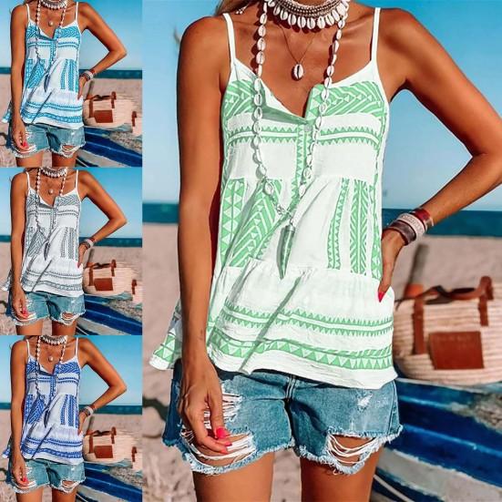 

Женская блузка без рукавов в полоску из полиэстера на тонких бретельках, свободная блузка без рукавов