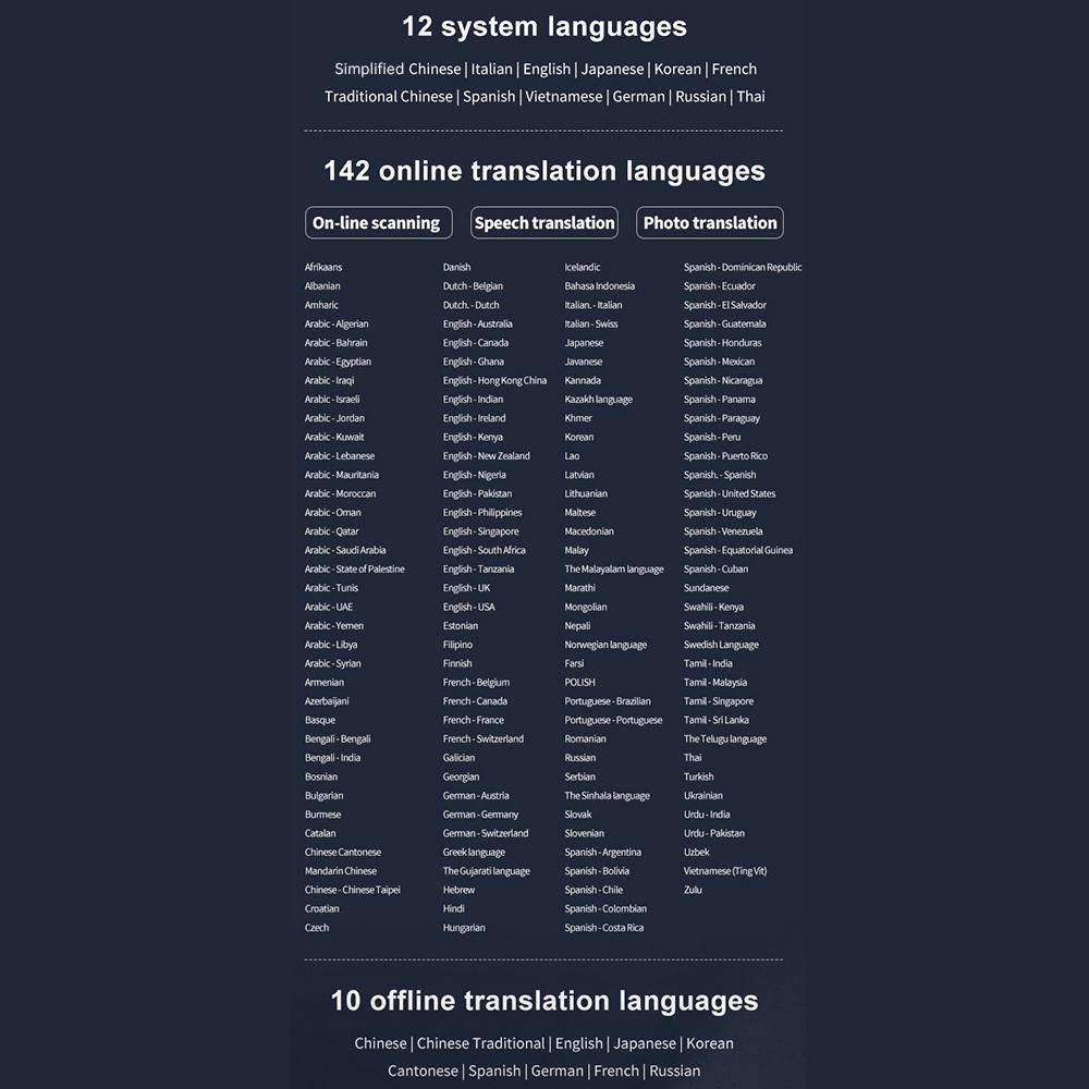 Dictionary Translation Pen Scan Reader Device Text Scanning Reading Translator WiFi/BT Connection Online Photo Translate
