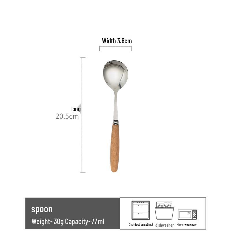 Ruhan Retro Wooden Handle Dinner Spoon