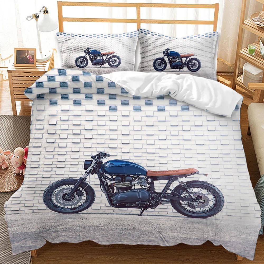Motocyklová sada povlaku na přikrývku Závodní motocykl Povlak na přikrývku Motorka Vozidla Extrémní sport Měkký polyesterový povlak na přikrývku Velikost Queen