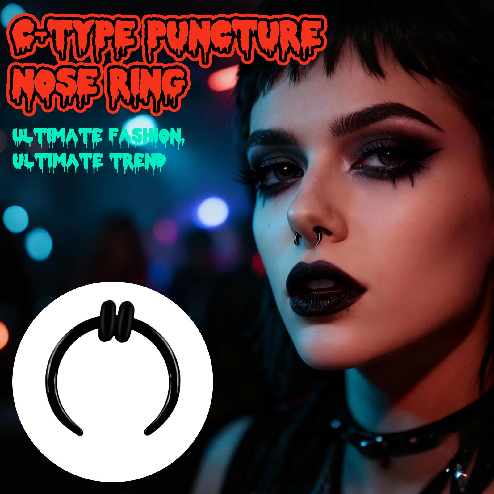 

European And American Fashionable Nose Rings, Medicalstainless Steel Nose Rings, C-shaped Titanium Alloy Piercing Jewelry, Wholesal High-end Sense B чёрный